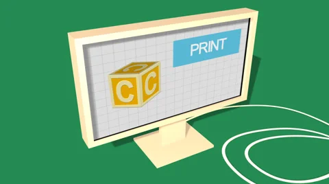 Simple Animation of Printing a child block with a 3D Printer. Green Background. Stock Footage 39983132