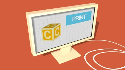 Simple Animation of Printing a child block with a 3D Printer. Red Background. Stock Footage 39983133