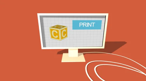 Simple Animation of Printing a child block with a 3D Printer. Red Background. Stock Footage 39983134