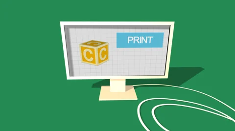 Simple Animation of Printing a child block with a 3D Printer. Green Background. Stock Footage 39983136
