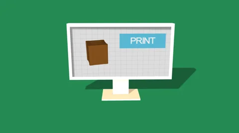 Simple Animation of Printing a plant box with a 3D Printer. Green Background. Stock Footage 39983146