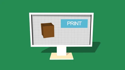 Simple Animation of Printing a plant box with a 3D Printer. Green Background. Video stock 39983154