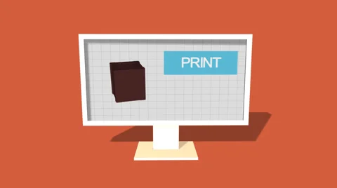 Simple Animation of Printing a plant box with a 3D Printer. Red Background. Stock Footage 39983159