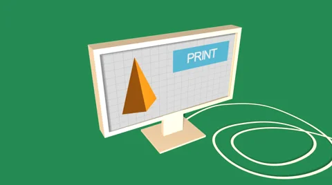 Simple Animation of Printing a Pyramid with a 3D Printer. Green Background. Stock Footage 39983121