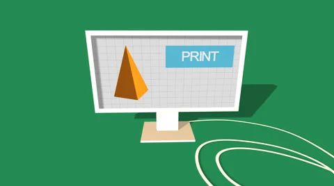Simple Animation of Printing a Pyramid with a 3D Printer. Green Background. Stock Footage 39983122