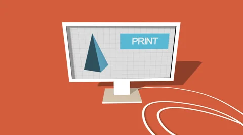 Simple Animation of Printing a Pyramid with a 3D Printer. Red Background. Stock Footage 39983123