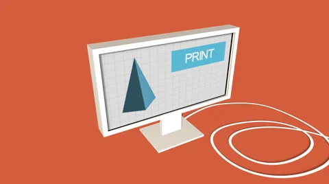 Simple Animation of Printing a Pyramid with a 3D Printer. Red Background. Stock Footage 39983125