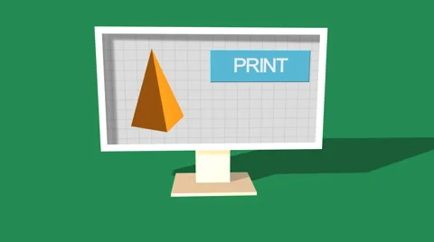 Simple Animation of Printing a Pyramid with a 3D Printer. Green Background. Stock Footage 39983127