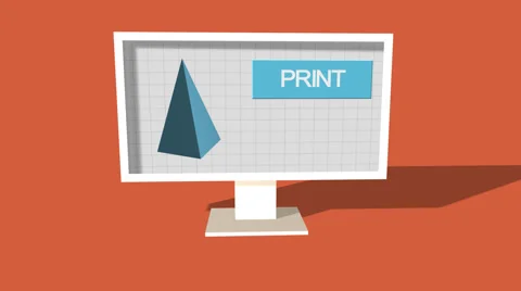 Simple Animation of Printing a Pyramid with a 3D Printer. Red Background. Stock Footage 39983129
