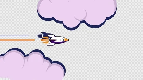 Simple animation of a rocket ship in the sky among the clouds. motion graph.. Stock Footage 264796493