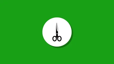 Simple animation of scissors icon appearing on green background with shadow.. Stock Footage 329272573
