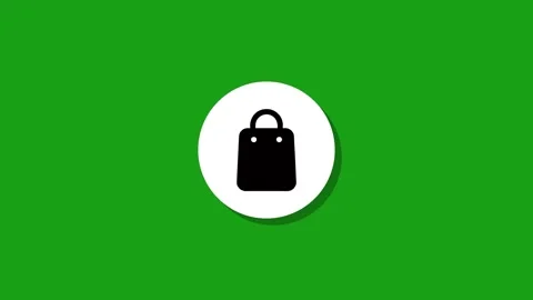 Simple animation of a shopping bag icon appearing on green screen background Stock Footage 327762663