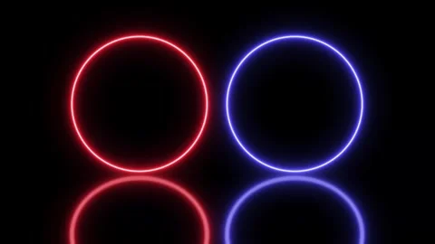Simple animation of two neon circles flickering blue and red. Photo frames. Stock Footage 312779939