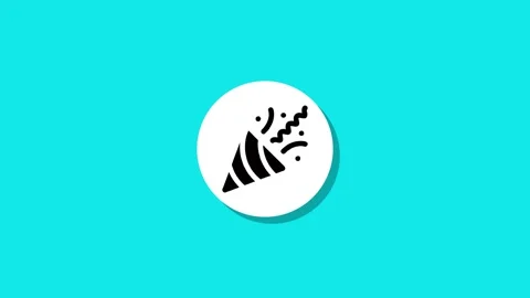 Simple animation of a white circle transforming into a confetti popper icon Stock Footage 327762581