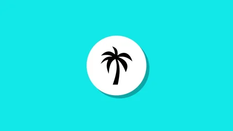 Simple animation of white circle transforming into black palm tree icon on .. Stock Footage 329272625
