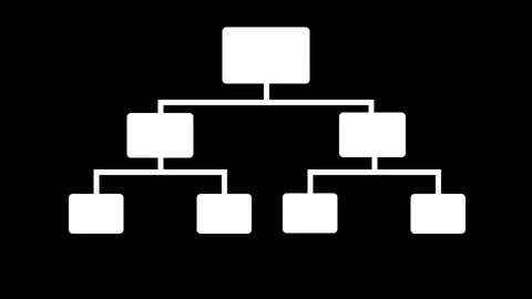 Simple animation White Hierarchy Chart Diagram on Black Background organiza.. Stock Footage 321792787