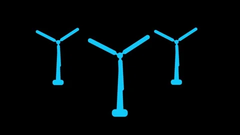 Simple animation of wind turbines, Wind turbines isolated on background Stockbeeldmateriaal 336549160