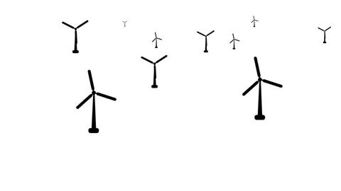 Simple animation of wind turbines, Wind turbines isolated on background 動画素材 336549208