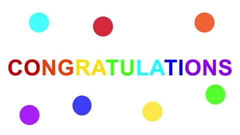 Simple animation with word congratulations on white with colorful balls Stock Footage 202604456
