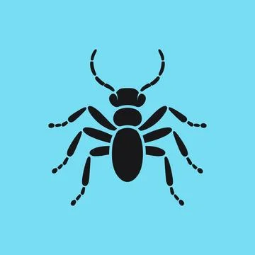 Simple ant icon black line icon without coloring Stock Illustration