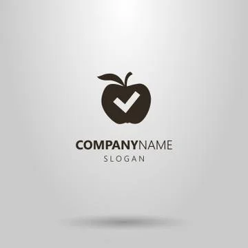 Simple apple logo with a check mark Stock Illustration