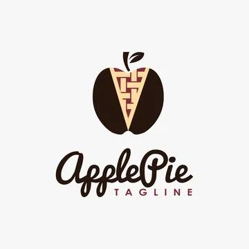 Simple apple pie cake logo vector template on white background Stock Illustration