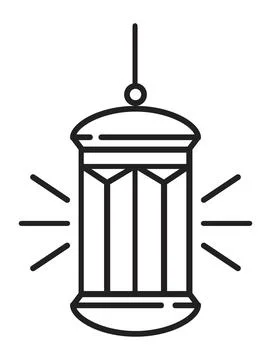 Simple Arabic lantern line icon vector for Ramadan Kareem. Eid al-Adha Islam  Stock Illustration