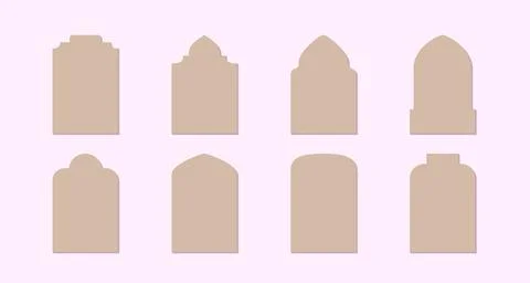 Simple arabic style arches, frames. Minimalist ramadan kareem and eid mubarak Illustrazione stock