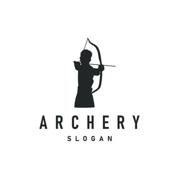Simple archer logo design with simple and elegant black silhouette concept,.. Stock Illustration