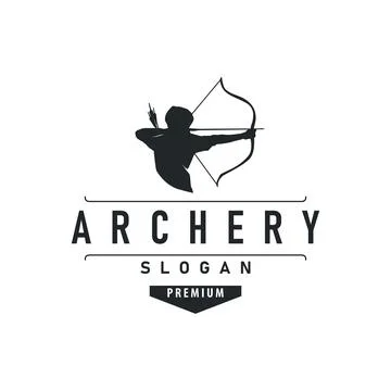 Simple archer logo design with simple and elegant black silhouette concept,.. Stock Illustration