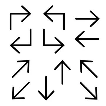 Simple arrows icon set. Line arrows Stock Illustration