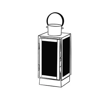 Simple art illustration of a small table lamp with black lines Stock Illustration