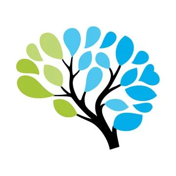 Simple Artificial intelligence brain tree concept icon Stock Illustration