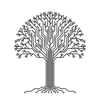 Simple Artificial intelligence circuit board tree Stock Illustration