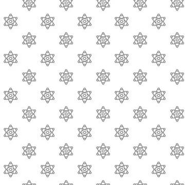 Simple atom and molecule seamless pattern with various icons and symbols on Stock Illustration