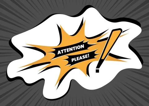 Simple attention please sign sticker design with abstract shape 스톡 일러스트