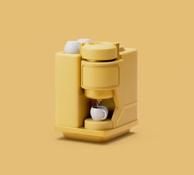 Simple automatic coffee machine with a cup of coffee 3d render illustration. Stock Illustration