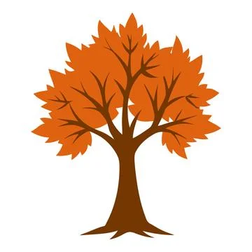 Simple Autumn Tree Illustration on White Background Stock Illustration
