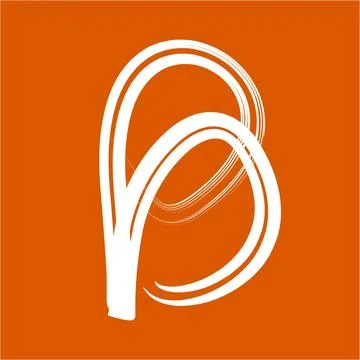 Simple B initials line art calligraphy logo Stock Illustration