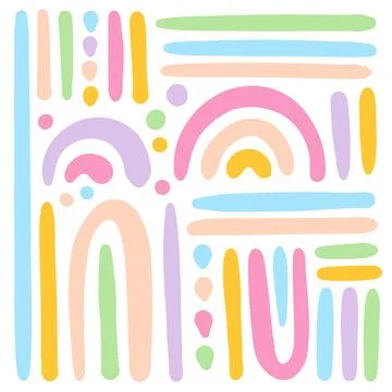 SIMPLE BACK Minimal Childish Doodle Shapes In African Style 스톡 일러스트