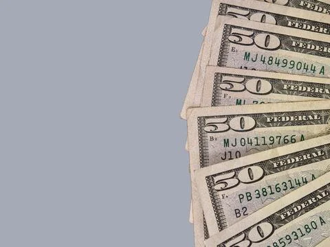 Simple Background with 50 Dollar Bills Foto stock