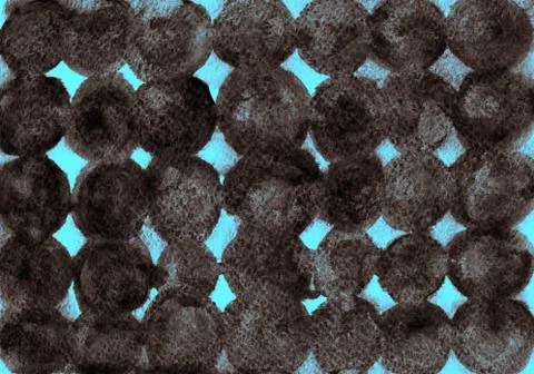 Simple background with bubbles, falling confetti. Watercolor circles on blue. Stock Illustration