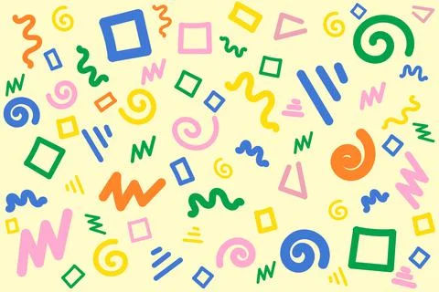 Simple background, childish drawing scribble decoration. Colorful line doodle Stock Illustration