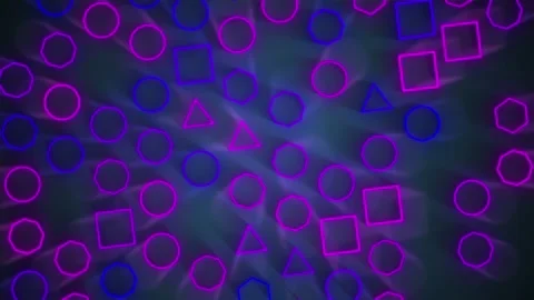 Simple background with geometric neon shapes pattern video Stock Footage 275909653