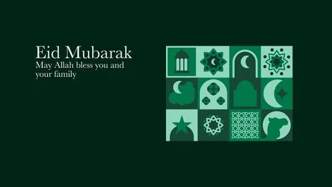 Simple background green for happy eid mubarak with geometric ornaments Stock-Illustration