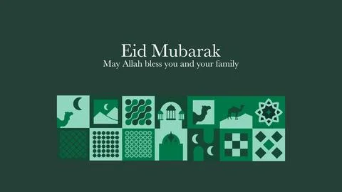 Simple background green for happy eid mubarak with geometric ornaments Stock-Illustration