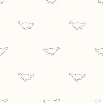 Simple background Plesiosaurus dinosaur with fossil gender neutral baby pattern Illustrazione stock
