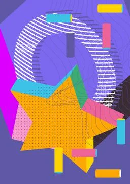 Simple background with random geometric shapes. Abstract flat template for .. Stock Illustration