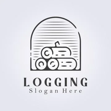 Simple badge logging logo vector illustration design, outline logs logo desig Stock Illustration