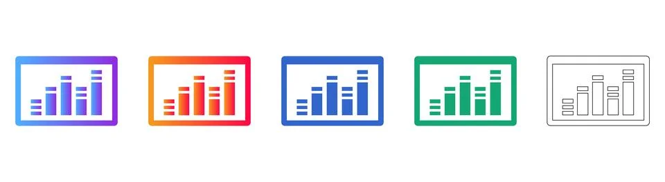 Simple Bar Chart Dashboard Icons Stock Illustration